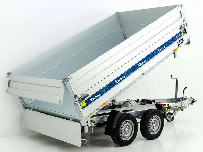 Benne basculante 3 voies Debon 180×306 2,6 t | Pompe électrique | BWA-Neuf